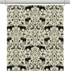 Panelgardiner<Arvidssons textil Skogens konung culla svart - panelgardiner