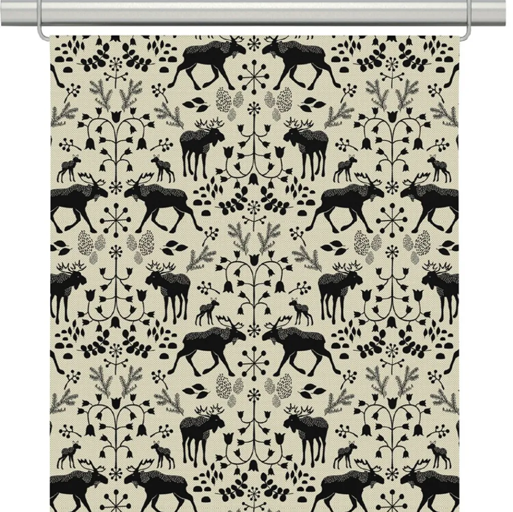 Panelgardiner<Arvidssons textil Skogens konung culla svart - panelgardiner