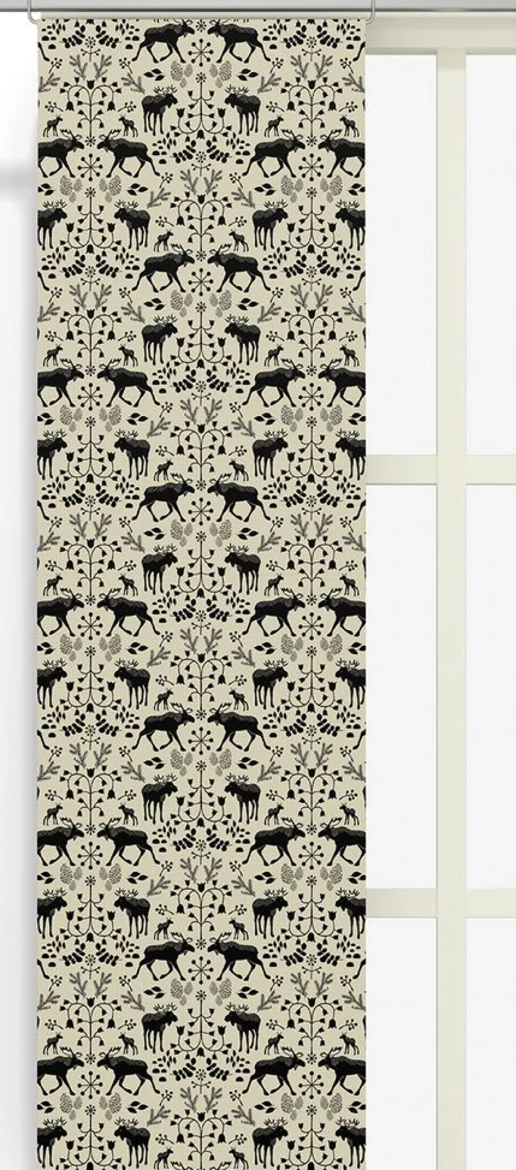 Panelgardiner<Arvidssons textil Skogens konung culla svart - panelgardiner