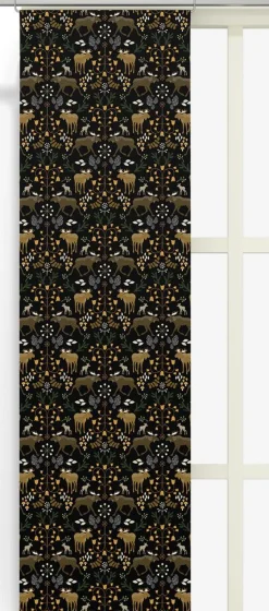 Panelgardiner<Arvidssons textil Skogens konung svart - panelgardiner