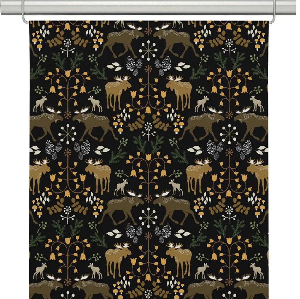 Panelgardiner<Arvidssons textil Skogens konung svart - panelgardiner