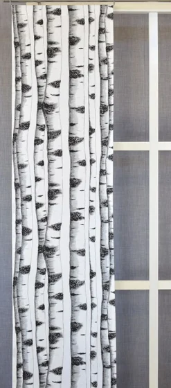 Panelgardiner<Arvidssons textil Skogsbryn panelgardiner med björkstammar