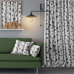 Gardintyger Mönstrade|Arvidssons Textil<Arvidssons textil Skogsbryn tyg med björkstammar