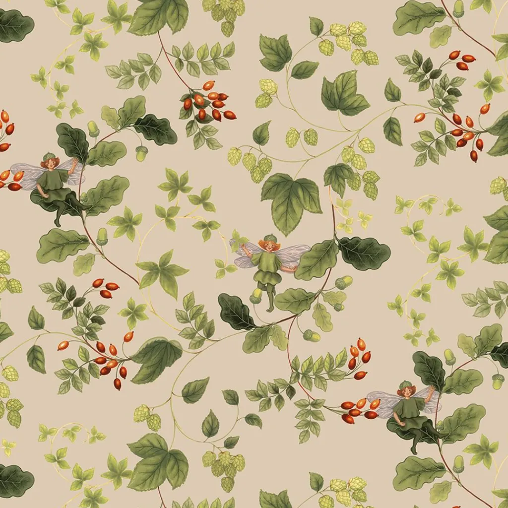 Gardintyger Mönstrade|Arvidssons Textil<Arvidssons textil Skogsälvan beige tyg