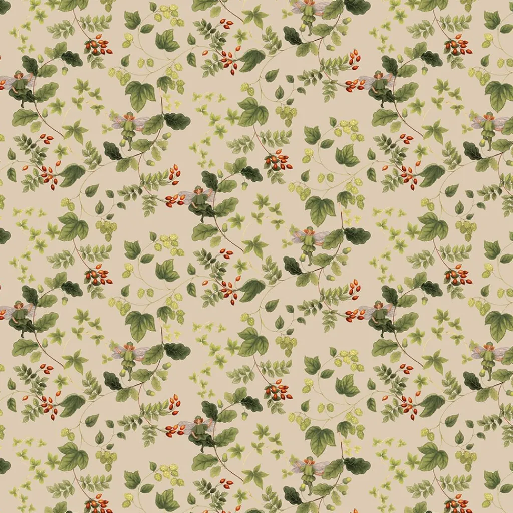 Gardintyger Mönstrade|Arvidssons Textil<Arvidssons textil Skogsälvan beige tyg