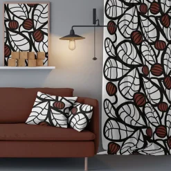 Arvidssons Textil|Gardintyger Mönstrade<Arvidssons textil Snöbär svart-rost tyg