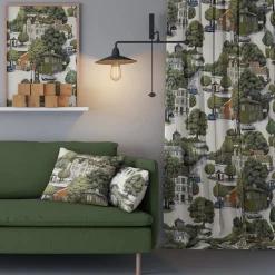 Gardintyger Mönstrade|Arvidssons Textil<Arvidssons textil Sommarstad grön tyg