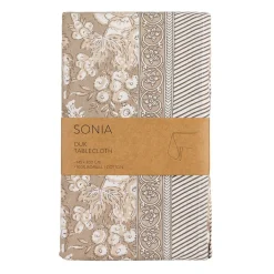 Bordsduk<Fondaco Sonia beige blommig bordsduk i bomull 145x300cm
