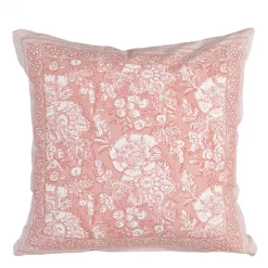 Mönstrade Kuddfodral<Fondaco Sonia rosa blommigt kuddfodral i bomull 48x48cm