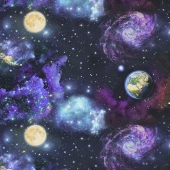 Gardintyger Mönstrade|Barnmönster< Space bomull tyg
