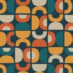 Bordsduk<Arvidssons textil Spiraldans turkos-gul bordsduk