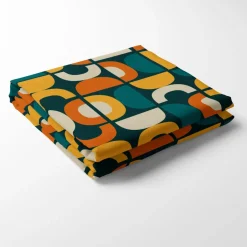 Bordsduk<Arvidssons textil Spiraldans turkos-gul bordsduk
