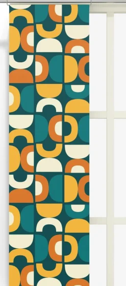 Panelgardiner<Arvidssons textil Spiraldans turkos-gul panelgardiner