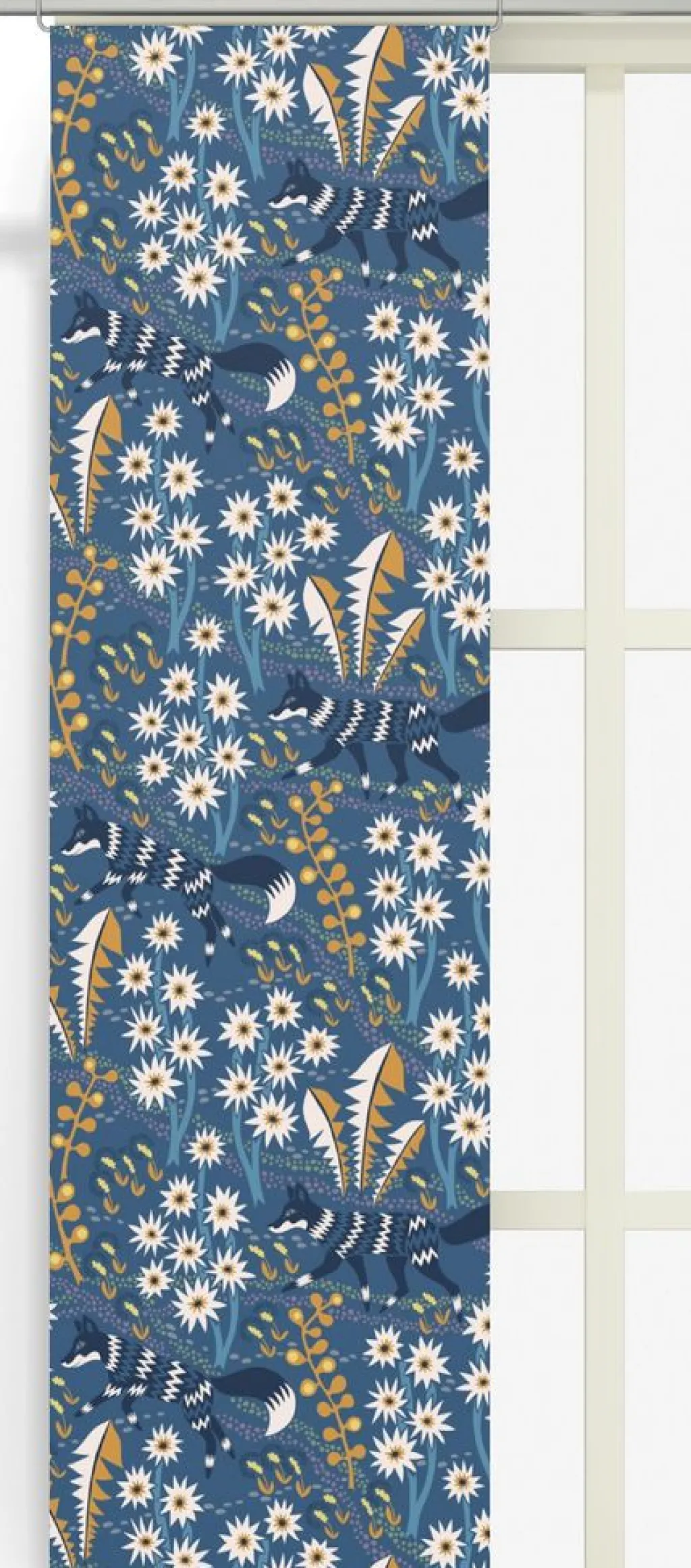 Panelgardiner<Arvidssons textil Stjärnspeja blå panelgardiner