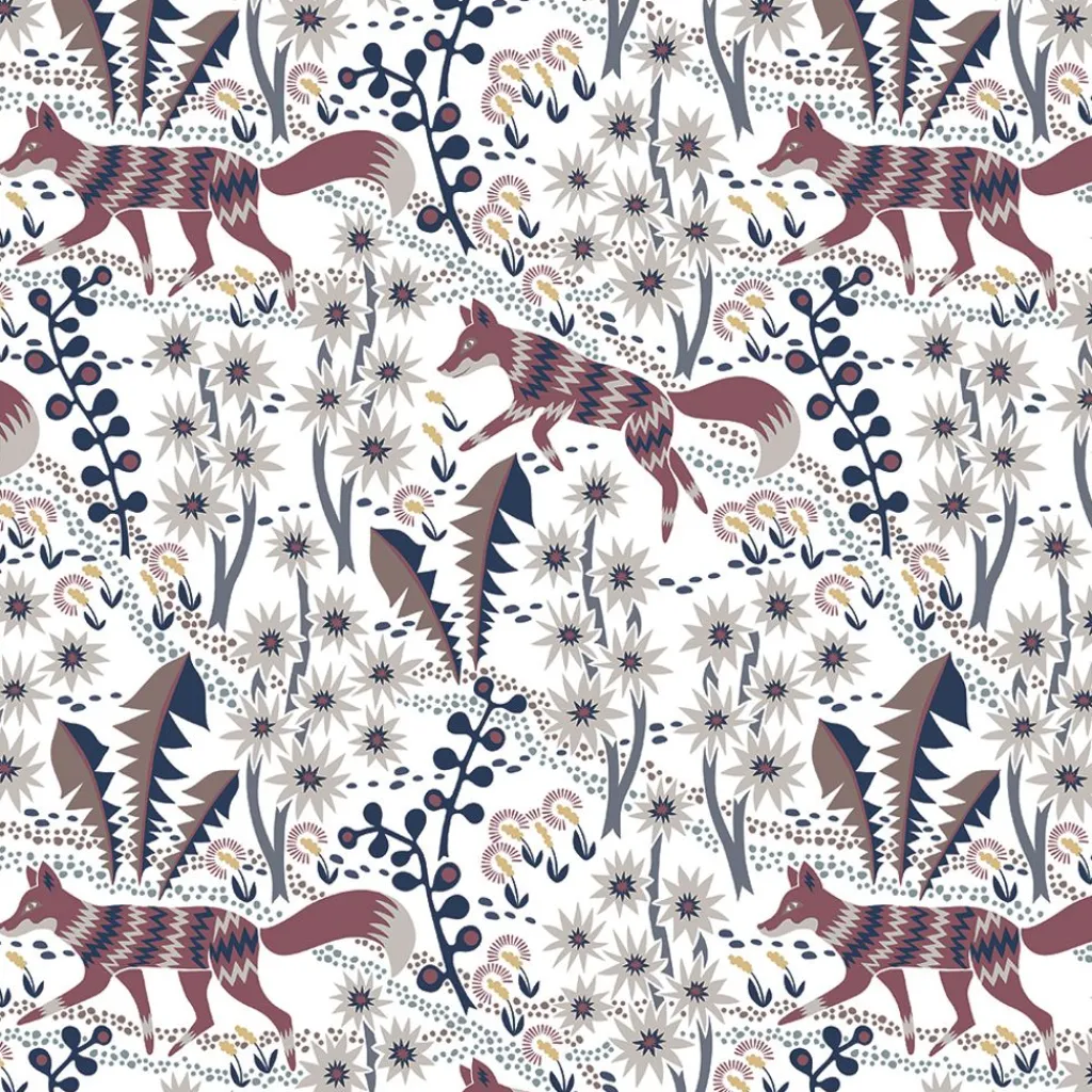 Gardintyger Mönstrade|Arvidssons Textil<Arvidssons textil Stjärnspeja offwhite-vinröd tyg