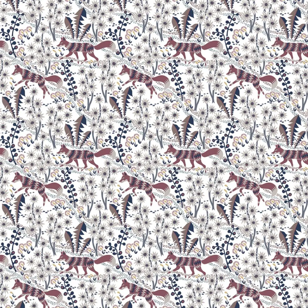 Gardintyger Mönstrade|Arvidssons Textil<Arvidssons textil Stjärnspeja offwhite-vinröd tyg