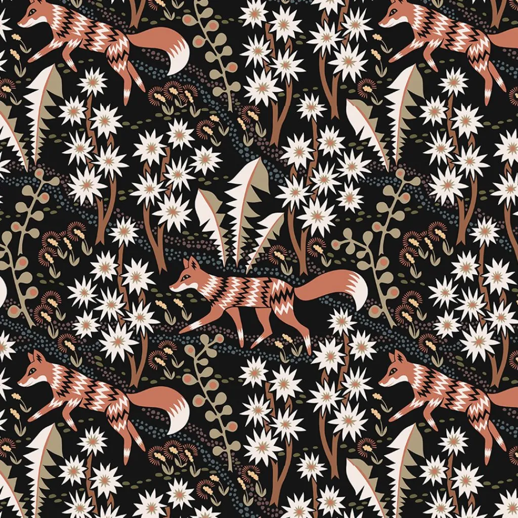 Gardintyger Mönstrade|Arvidssons Textil<Arvidssons textil Stjärnspeja svart tyg