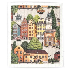 Disktrasor<Arvidssons textil Stortorget disktrasa – stadsmotiv i naturligt material