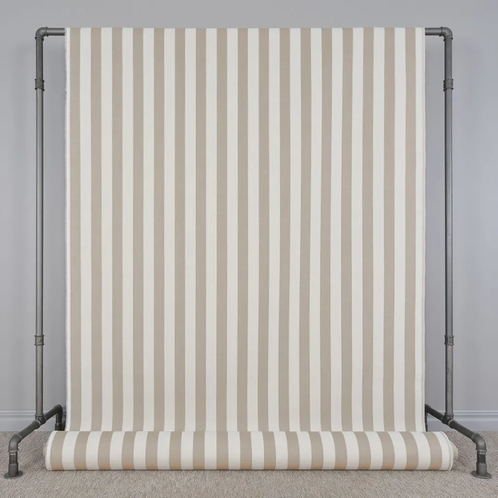 Randiga Möbeltyger|Dynväv< Straight Line outdoor beige randigt jacquardtyg