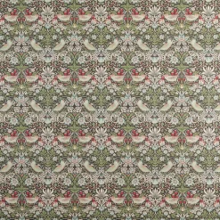 Arts & Crafts Tyger|Gardintyger Mönstrade<Nordisk Textil Strawberry bird grön-blå tyg