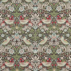 Arts & Crafts Tyger|Gardintyger Mönstrade<Nordisk Textil Strawberry bird grön-blå tyg