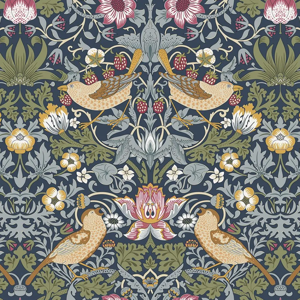 Arts & Crafts Tyger|Gardintyger Mönstrade<Nordisk Textil Strawberry Finch tyg