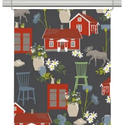 Panelgardiner<Arvidssons textil Strövtåg mörkgrå panelgardiner