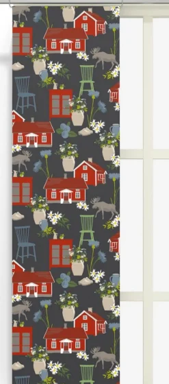 Panelgardiner<Arvidssons textil Strövtåg mörkgrå panelgardiner