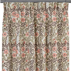 Gardiner Mönstrade<Nordisk Textil Sweet flower brun-grön gardiner