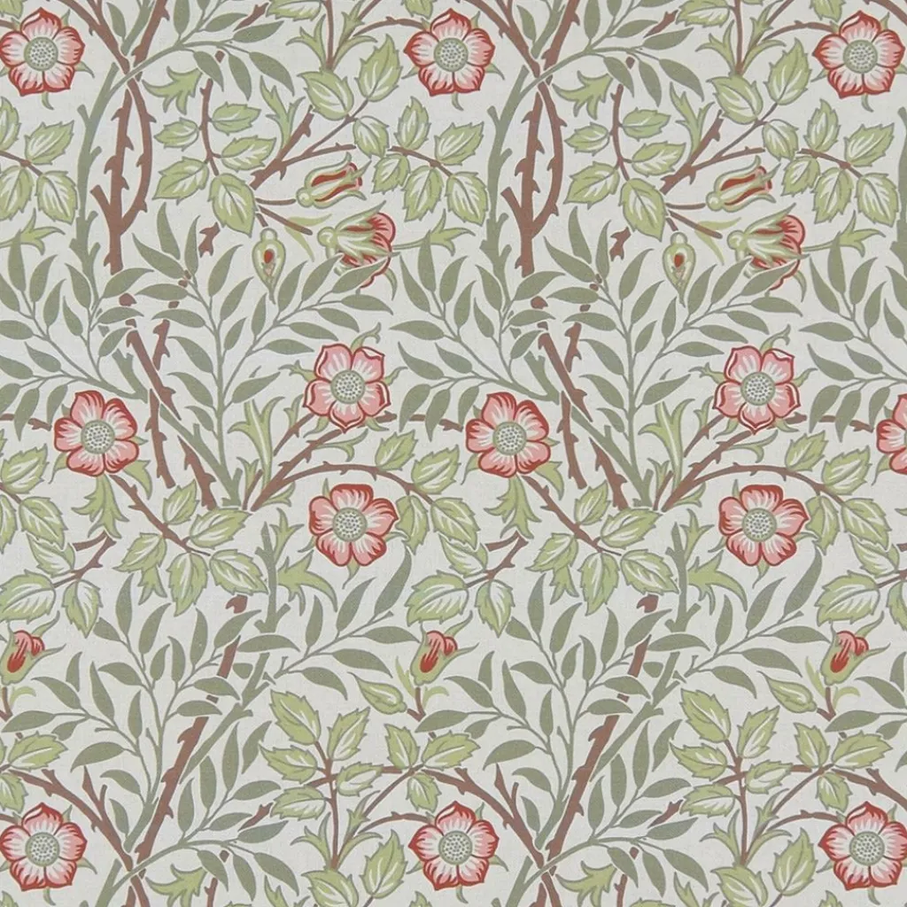 Arts & Crafts Tyger|Gardintyger Mönstrade< Sweet flower vinröd tyg