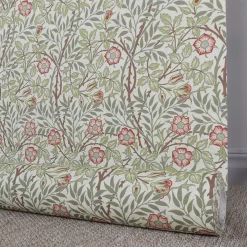 Arts & Crafts Tyger|Gardintyger Mönstrade< Sweet flower vinröd tyg