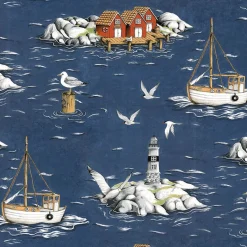 Textilvaxduk<Arvidssons textil Textilvaxduk Fiskeskär mörkblå