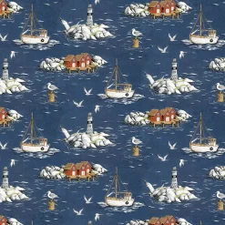 Textilvaxduk<Arvidssons textil Textilvaxduk Fiskeskär mörkblå