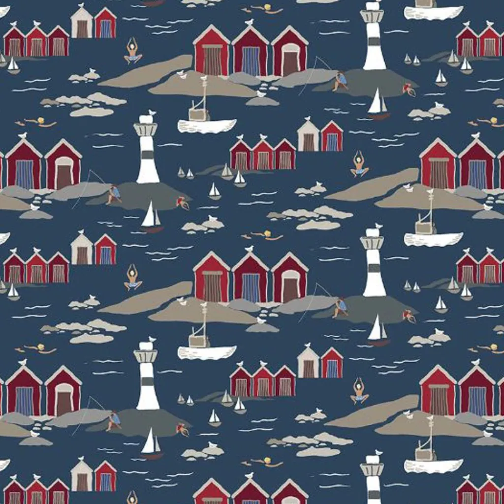 Textilvaxduk<Arvidssons textil Textilvaxduk Kust blå