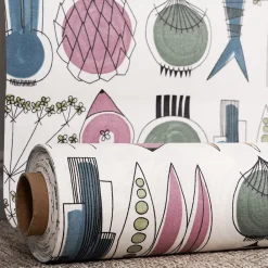 Textilvaxduk<Almedahls Textilvaxduk Picknick blå/rosa - lekfull retrodesign i mjuka färger