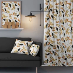 Gardintyger Mönstrade|Arvidssons Textil<Arvidssons textil Trast i hast vit-gul tyg