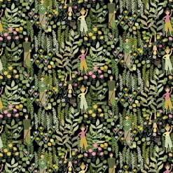 Gardintyger Mönstrade|Arvidssons Textil<Arvidssons textil Trädgård svart/grön tyg