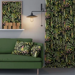 Gardintyger Mönstrade|Arvidssons Textil<Arvidssons textil Trädgård svart/grön tyg