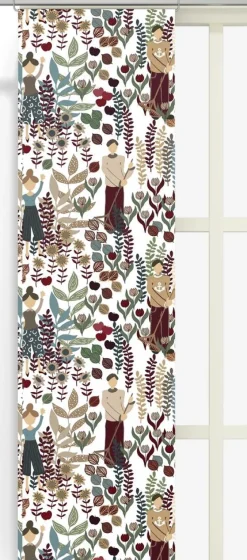Panelgardiner<Arvidssons textil Trädgård vinröd/turkos panelgardiner