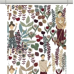 Panelgardiner<Arvidssons textil Trädgård vinröd/turkos panelgardiner