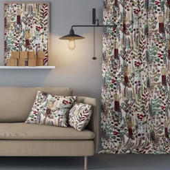 Gardintyger Mönstrade|Arvidssons Textil<Arvidssons textil Trädgård vinröd/turkos tyg