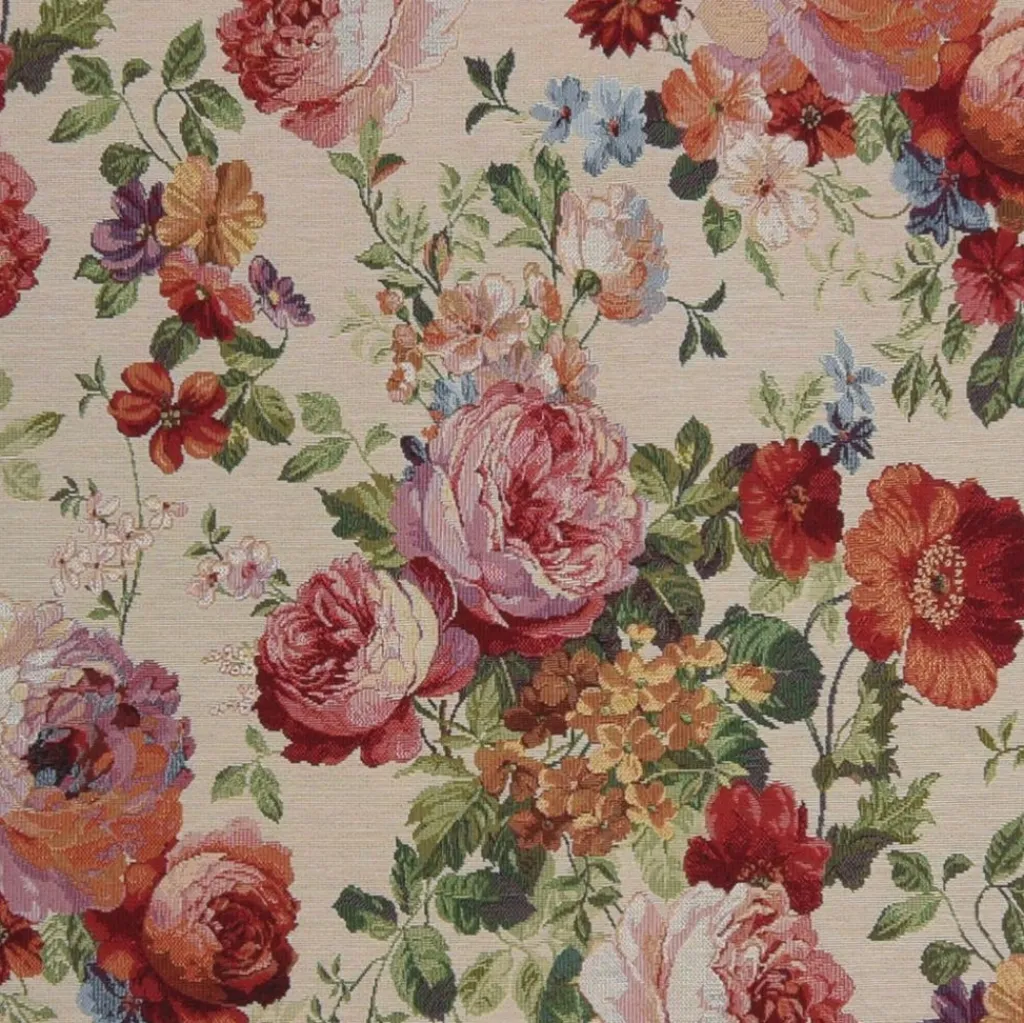 Blommiga Möbeltyger|Mönstrade Möbeltyger<Arvidssons textil Turin crème jacquard - lyxigt möbeltyg
