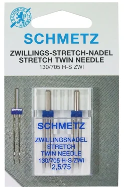 Symaskinsnålar<Schmetz Tvillingnål stretch 2,5 mm 2-pack
