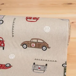 Gardintyger Mönstrade< Tyg med Folkabubblor - VW beetle racing