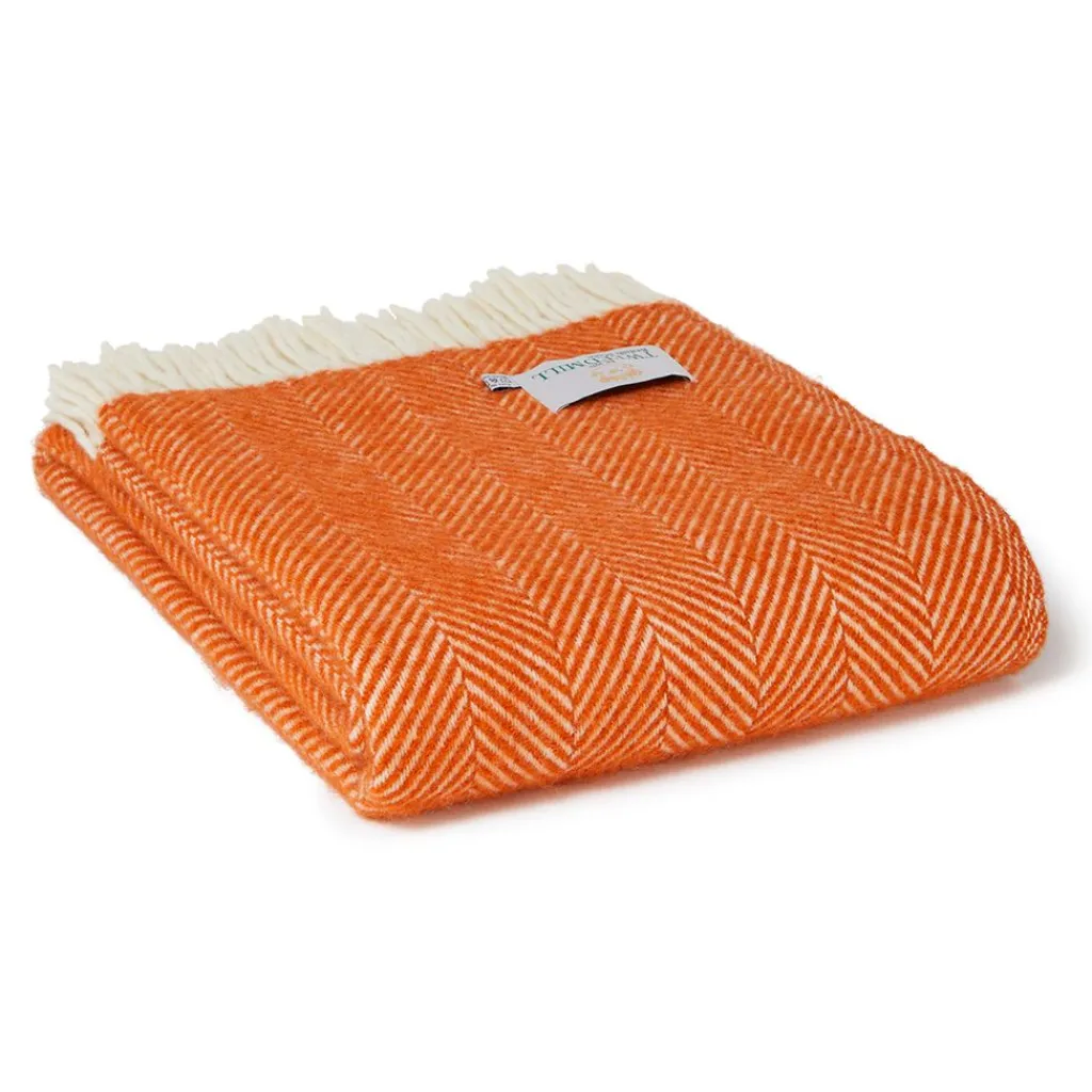 Ullplädar<Tweedmill textiles Ullpläd Fishbone Cinnamon, 100% Ull, 150x183 cm