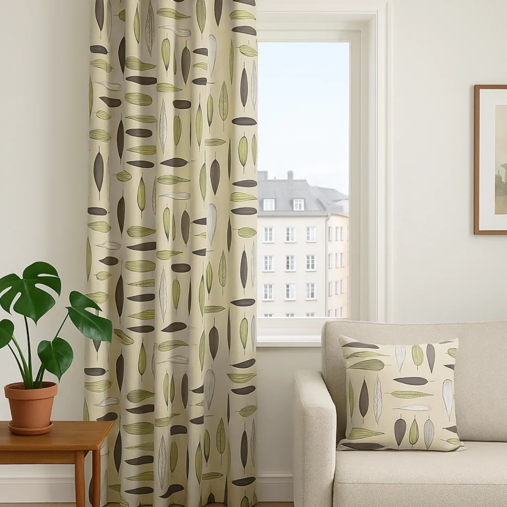 Gardiner Mönstrade<Arvidssons textil Under trädet beige gardiner