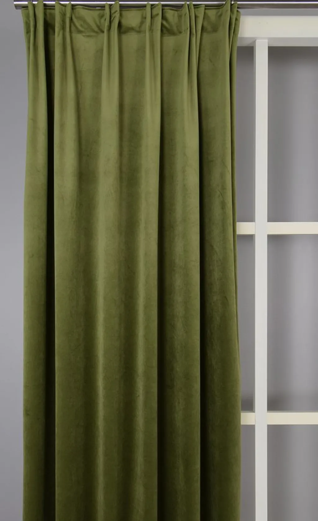 Sammetstyger|Gardiner Enfärgade<Nordisk Textil Velvet grön enfärgade sammetsgardiner