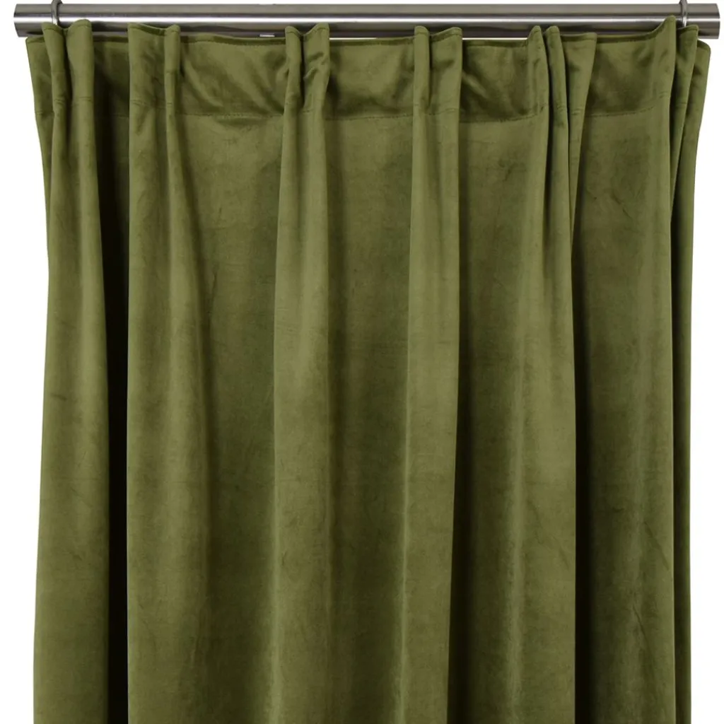 Sammetstyger|Gardiner Enfärgade<Nordisk Textil Velvet grön enfärgade sammetsgardiner