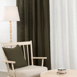 Gardintyger Enfärgade|Linnetyger<Nordisk Textil Verone Linne Grön – Stentvättat 100 % Lin
