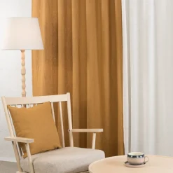 Gardintyger Enfärgade|Linnetyger<Nordisk Textil Verone Linne Ockra – Stentvättat 100 % Lin